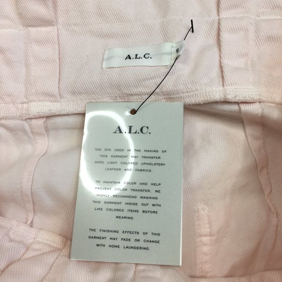 NWT A.L.C Pink Italian Linen Blend Belted High Waist Tapered Leg Soft Jeans - Picture 2 of 12